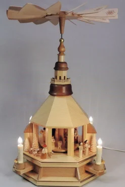 Richard Glässer GmbH Einzelstücke | Weihnachtspyramiden*Weihnachtspyramide Seiffener Kirche mit Christi Geburt, elektrisch von Richard Glässer