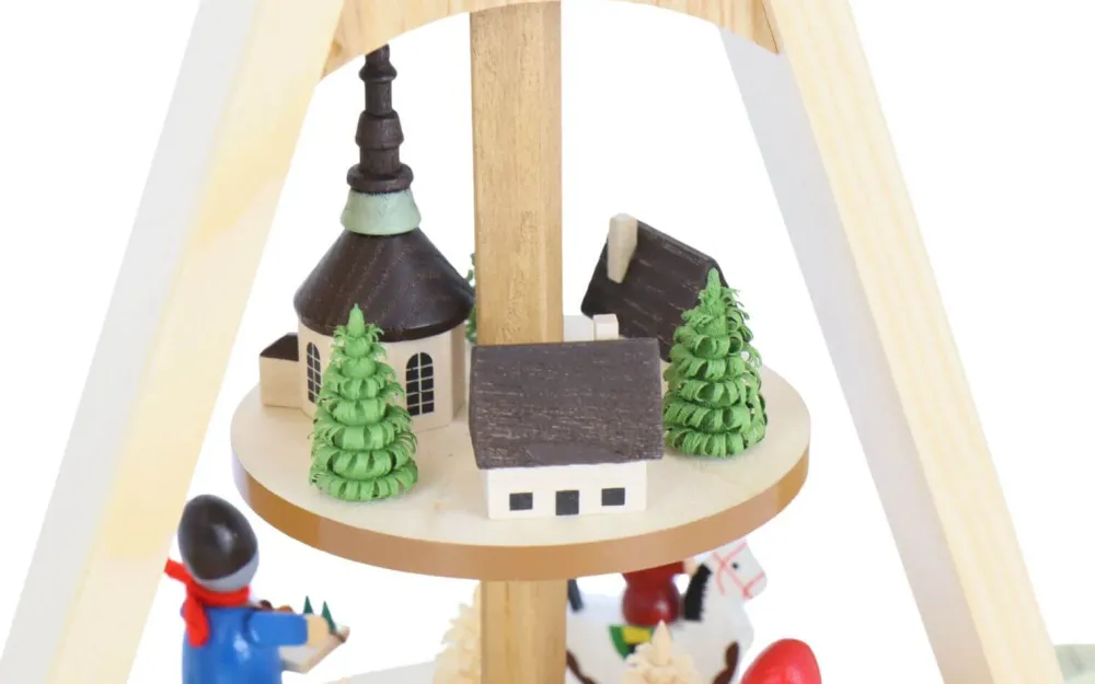 Knuth Neuber Weihnachtspyramiden*Weihnachtspyramide Seiffener Dorf mit Weihnachtsmann, 38 cm von