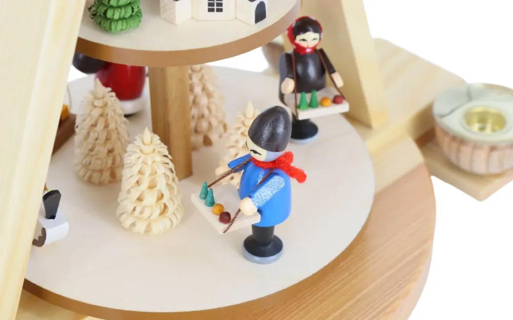 Knuth Neuber Weihnachtspyramiden*Weihnachtspyramide Seiffener Dorf mit Weihnachtsmann, 38 cm von