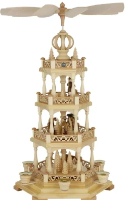 Müller Kleinkunst Einzelstücke | Weihnachtspyramiden*Weihnachtspyramide Waldmotiv, 3 – stöckig, 55 cm von
