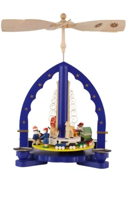 Richard Glässer GmbH Auslaufartikel | Weihnachtspyramiden*Weihnachtspyramide Weihnachtsbescherung, blau, 27 cm von Richard Glässer