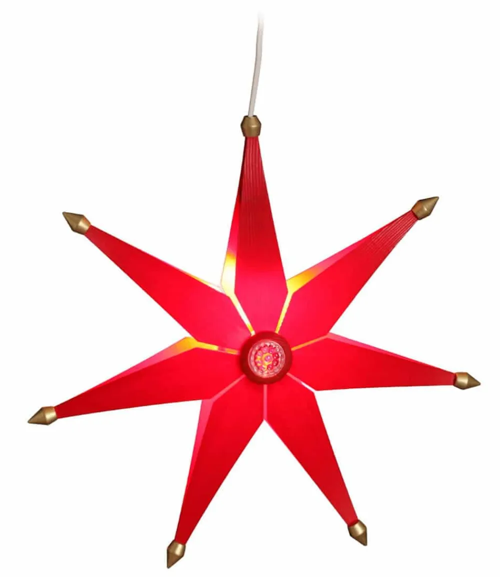 Volkskunstwerkstatt Eckert Fensterdeko Weihnachten*Weihnachtsstern einfach, beleuchtet, rot von Eckert