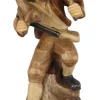 Schnitzkunst aus dem Erzgebirge Holzschnitzereien*Wilderer mit Reh, geschnitzt, gebeizt, 25 cm von