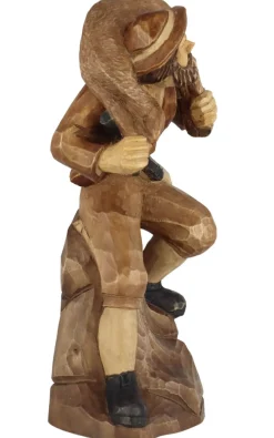 Schnitzkunst aus dem Erzgebirge Holzschnitzereien*Wilderer mit Reh, geschnitzt, gebeizt, 25 cm von